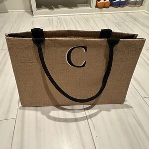 Chic Tan Tote Bag with Black Handles